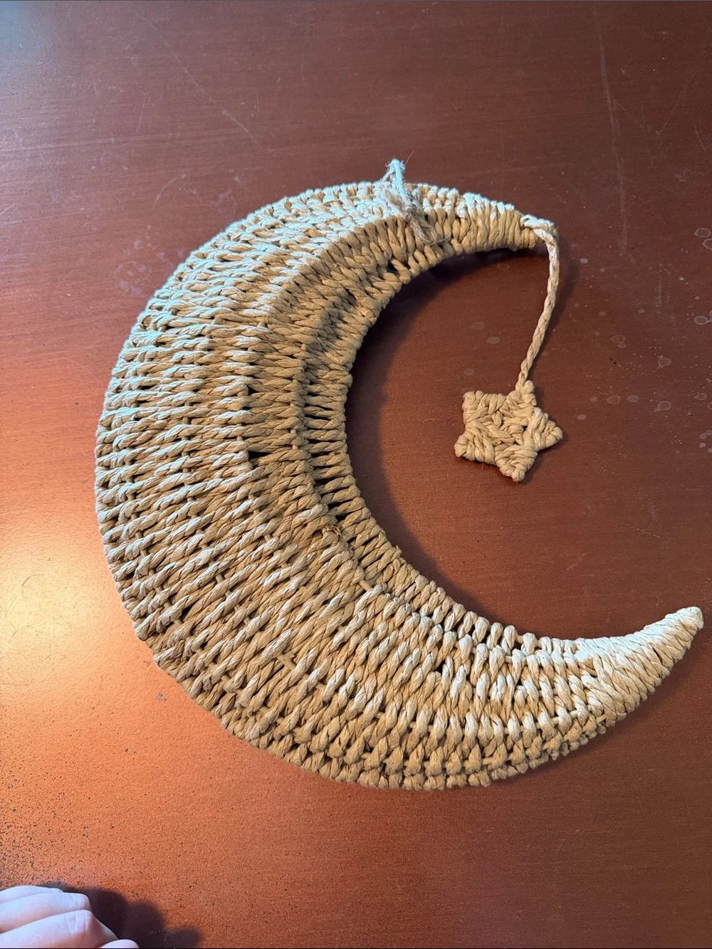 Natural Woven Crescent Moon Wall Hanging - Brown